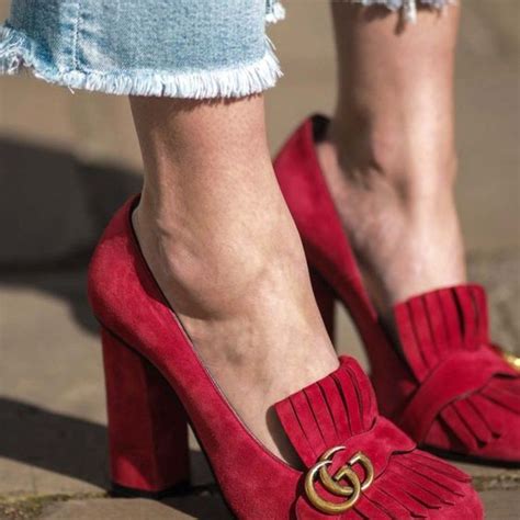 high heel gucci shoes women|gucci marmont fringe heels.